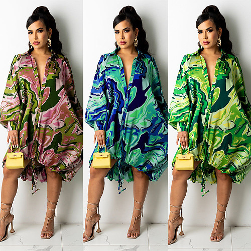 Irregular Single Breasted Full Sleeve Shirt Dress NY-2201