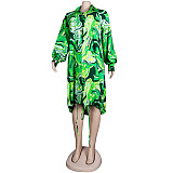 Irregular Single Breasted Full Sleeve Shirt Dress NY-2201
