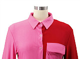 Turn-Down Collar Patchwork Long Sleeve Irregular Shirt SFY-2133