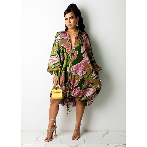 Irregular Single Breasted Full Sleeve Shirt Dress NY-2201