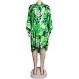 Irregular Single Breasted Full Sleeve Shirt Dress NY-2201