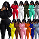 Long Sleeve Threaded Crop Top+Skinny Pants Set JLY-19234