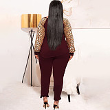Leopard Print Patchwork Long Sleeve T-shirt Pants Set OSS-21279