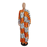 Printed Long Sleeve Open Front Long Cardigan Tops DY-6943