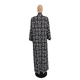 Printed Long Sleeve Open Front Long Cardigan Tops DY-6943