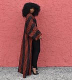 Printed Long Sleeve Open Front Long Cardigan Tops DY-6943