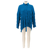 Chiffon Turn Down Collar Solid Shirt Tops HANI-058