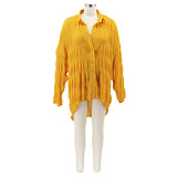 Chiffon Turn Down Collar Solid Shirt Tops HANI-058