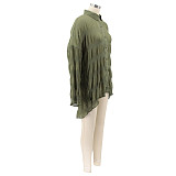 Chiffon Turn Down Collar Solid Shirt Tops HANI-058