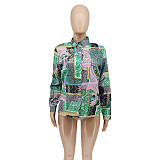 Pattern Long Sleeve Turn Down Collar Blouse Shirts WSY-5902