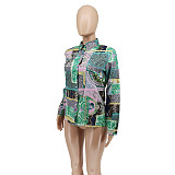 Pattern Long Sleeve Turn Down Collar Blouse Shirts WSY-5902