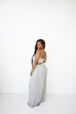 Irregular Spaghetti Strap Long Tops Wide Leg Pants Set OSM-7003