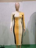 High Waist Long Sleeve Knitted Bodycon Dress BN-9297