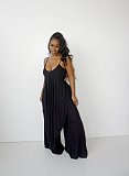 Irregular Spaghetti Strap Long Tops Wide Leg Pants Set OSM-7003
