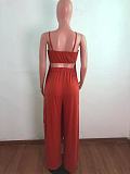 Irregular Spaghetti Strap Long Tops Wide Leg Pants Set OSM-7003