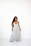 Irregular Spaghetti Strap Long Tops Wide Leg Pants Set OSM-7003