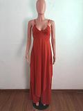 Irregular Spaghetti Strap Long Tops Wide Leg Pants Set OSM-7003