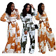 Tie Dye Long Sleeves Crop Tops+Wide Leg Pants Set QY-5261