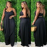 Irregular Spaghetti Strap Long Tops Wide Leg Pants Set OSM-7003