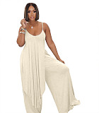 Irregular Spaghetti Strap Long Tops Wide Leg Pants Set OSM-7003