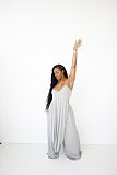 Irregular Spaghetti Strap Long Tops Wide Leg Pants Set OSM-7003