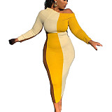 High Waist Long Sleeve Knitted Bodycon Dress BN-9297