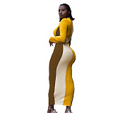 High Waist Long Sleeve Knitted Bodycon Dress BN-9297