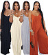 Irregular Spaghetti Strap Long Tops Wide Leg Pants Set OSM-7003