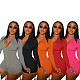 Solid Zipper Front Long Sleeve Bodycon Romper FNN-8630