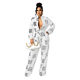 Buttons Up High Waist Long Sleeve Sashes Jumpsuits SHD-9802