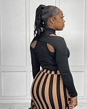 Stripe High Waist Tassel Side Bodycon Pencil Skirts AIL-188