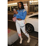 Letter Embroidery Single Breasted Striped Baseball Jacket