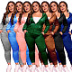 Solid Velvet Hooded Zipper Jacket Tops Pants Set