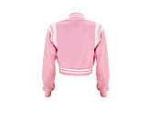Letter Embroidery Single Breasted Striped Baseball Jacket