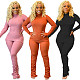 Solid Long Sleeve High Neck T-shirts Pleated Pant Set
