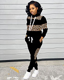 Leopard Patchwork Full Sleeve Sweatshirt+Pants Set