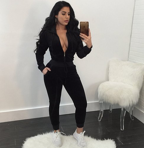 Solid Color Zipper Hooded Jacket Joggers Pants Set