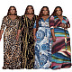 Print Three Quarter Sleeve V-neck Bandage Sashes Dress