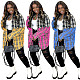 Plaid Patchwork Button Up Long Sleeve Blouses Shirts