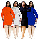 Solid Side Split Loose Fit Sweatshirt Hooded Dress