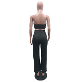Crop Bra Top Wide Leg Pants Long Cardigan Set