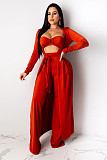 Crop Bra Top Wide Leg Pants Long Cardigan Set