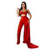 Crop Bra Top Wide Leg Pants Long Cardigan Set