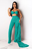Crop Bra Top Wide Leg Pants Long Cardigan Set