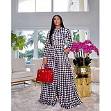 Print Long Sleeve Crop Top Wide Leg Pants Set