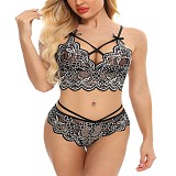 Embroidery Strappy Lace Bralette Set FQQ-1609
