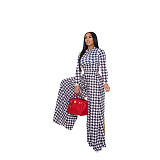 Print Long Sleeve Crop Top Wide Leg Pants Set