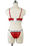 Red Lace Splicing Bra & Thong FQQ-1581