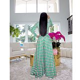 Print Long Sleeve Crop Top Wide Leg Pants Set
