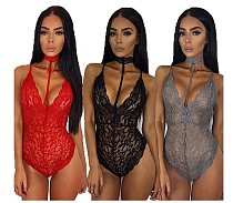 Mesh Lace Floral See-through Erotic Teddies Bodysuit